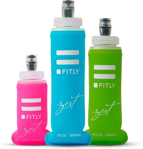 FLASKS Combo – 3 Soft Flasksfor Hydration While Running Hiking Cycling Climbing - Collapsible Water Bottles (5-8.5 - 13.5 oz, 150-250 - 400 ml) in Saudi Arabia