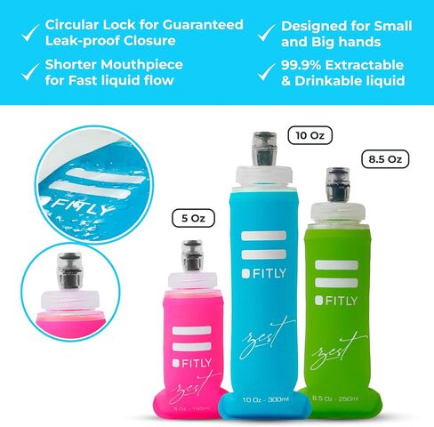 FLASKS Combo – 3 Soft Flasksfor Hydration While Running Hiking Cycling Climbing - Collapsible Water Bottles (5-8.5 - 13.5 oz, 150-250 - 400 ml) in Saudi Arabia