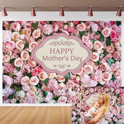 Happy Mother's Day Backdrop 10x8FT Flowers Photography Background for Mother's Day Party Decoration Banner Studio Supplies Photo Props in Saudi Arabia