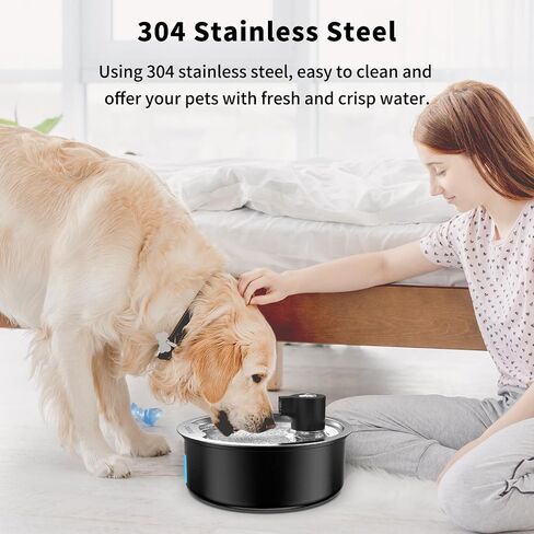 Dog Water Fountain, 7L/1.8G/236oz Stainless Steel Dog Water Fountain for Large Dogs, Dog Water Bowl Dispenser, Super Quiet Pump and Replacement Filters for Cats and Dogs (Silver, 7L+16 Filters) in Saudi Arabia