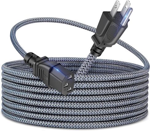 Power Cord, HOMAIR Nylon Braided 3 Prong AC TV Power Cord,18AWG 10A 125V Replacement Power Cable for Computer, Monitor, Printer, PC, Projector, Samsung, Dell, Vizio, LG, Asus, Laptop & More 10ft in Kuwait
