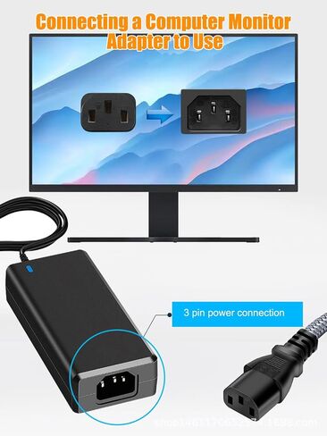 Power Cord, HOMAIR Nylon Braided 3 Prong AC TV Power Cord,18AWG 10A 125V Replacement Power Cable for Computer, Monitor, Printer, PC, Projector, Samsung, Dell, Vizio, LG, Asus, Laptop & More 10ft in Kuwait