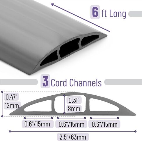 Bates- Floor Cord Cover, 10ft Cable Cover, Brown Extension Cord Cover Floor, Cord Protector, Floor Cable Cover, Cord Hider Floor, Cable Cover Floor, Cable Floor Cover, Cable Covers for Cords in Saudi Arabia