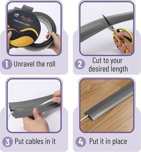 Bates- Floor Cord Cover, 10ft Cable Cover, Brown Extension Cord Cover Floor, Cord Protector, Floor Cable Cover, Cord Hider Floor, Cable Cover Floor, Cable Floor Cover, Cable Covers for Cords in Saudi Arabia