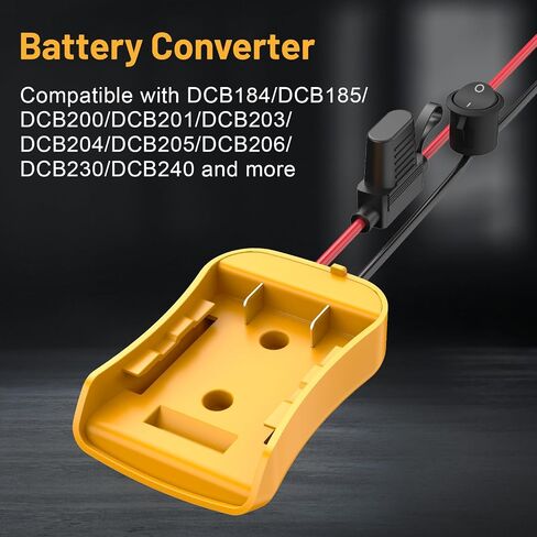 محول بطارية Kzreect متوافق مع بطارية Dewalt 20V | موصل متوافق مع سيارات Peg-Perego 12 فولت، سلك 12AWG، حامل مصهر 40 أمبير، مثبتات لولبية وجدران جافة، سهل التأمين in Kuwait