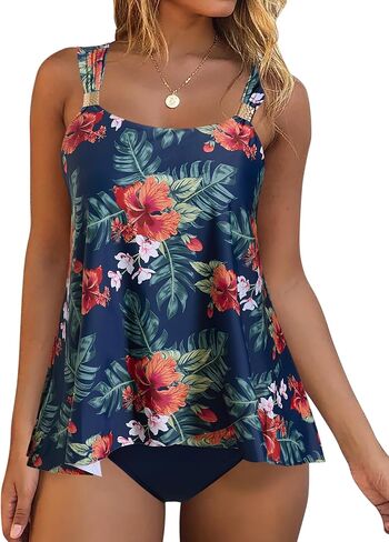 RXRXCOCO Women Tankini Bathing Suits Ruffle High Waisted Swimsuit Tummy Control Swimwear in Saudi Arabia