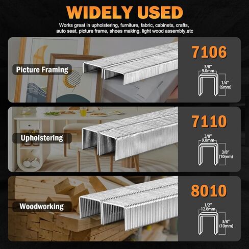 Woodpecker N7116S 22 Gauge Rapid Pneumatic Upholstery Stapler Adjustable Frequency Air Power Fine Wire Staple Gun 3/8-Inch Crown Upholstery Staple Gun 1/4-Inch to 5/8-Inch Leg Length for Upholstering in Kuwait