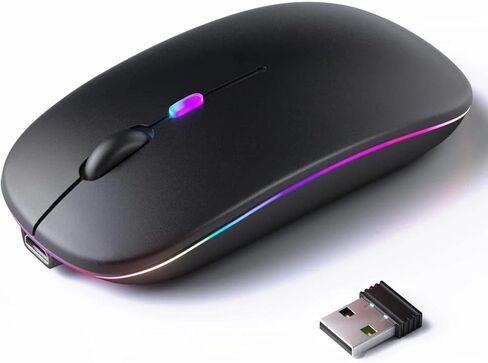 Wireless Bluetooth Mouse 2.4G Rechargable Laptop Mouse with LED Use Portable and 2.4G Dual Mode Silent Slim Ergonomic Shape Computer Mouse for Laptop/Tablet/PC in Saudi Arabia