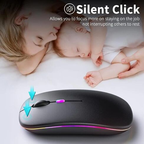 Wireless Bluetooth Mouse 2.4G Rechargable Laptop Mouse with LED Use Portable and 2.4G Dual Mode Silent Slim Ergonomic Shape Computer Mouse for Laptop/Tablet/PC in Saudi Arabia