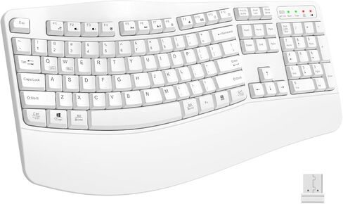 EDJO Ergonomic Wireless Keyboard with Wrist Rest, Wave Keys, for Large Hands, 2.4GHz Full Size Ergo Cordless USB Computer Keyboard, Comfortable Natural Typing, for Laptop, Mac, Windows in Kuwait