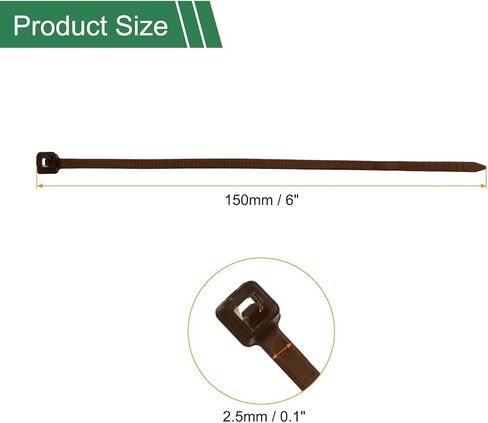 Harfington 150pcs Zip Zip Cable ، وعلاقات نايلون بلاستيكية ، وسلسلة سلكية سلكية سلكية سلكية 6 بوصة / 150 ملم للمنزل ، والمكتب ، وورشة عمل ، حديقة خارجية ، 20 رطلاً ، بني in Kuwait