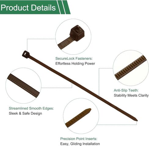 Harfington 150pcs Zip Zip Cable ، وعلاقات نايلون بلاستيكية ، وسلسلة سلكية سلكية سلكية سلكية 6 بوصة / 150 ملم للمنزل ، والمكتب ، وورشة عمل ، حديقة خارجية ، 20 رطلاً ، بني in Kuwait