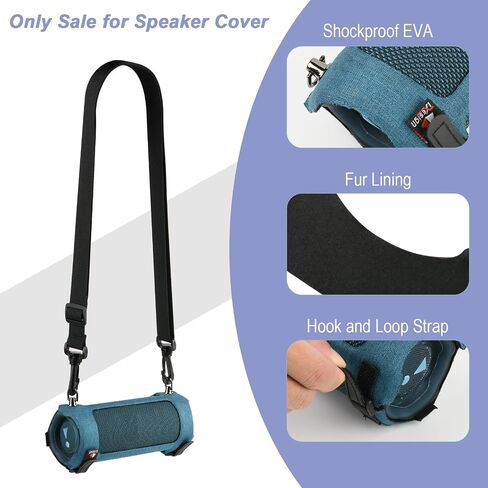 جراب TXEsign صلب للسفر لهاتف JBL Flip 6 مكبر صوت بلوتوث، جراب EVA غطاء مكبر صوت صلب قابل للطي 6 غطاء بديل مع حزام كتف (أزرق) in Saudi Arabia