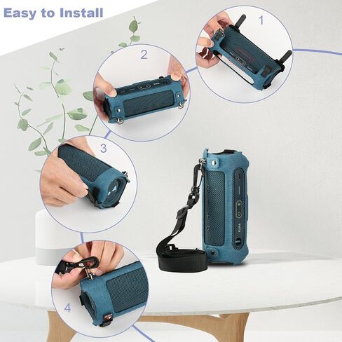 جراب TXEsign صلب للسفر لهاتف JBL Flip 6 مكبر صوت بلوتوث، جراب EVA غطاء مكبر صوت صلب قابل للطي 6 غطاء بديل مع حزام كتف (أزرق) in Saudi Arabia