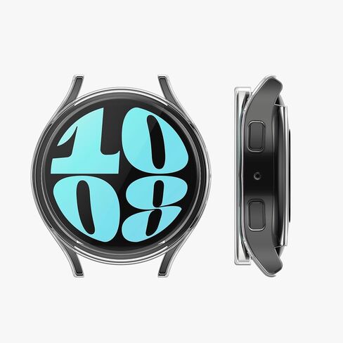 kwmobile Case Compatible with Samsung Galaxy Watch 6 44mm Case - 2X TPU Silicone Fitness Tracker Cover - Black/Transparent in Kuwait