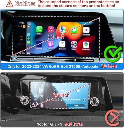 SXCY [2PCS Nano 2022-2024 VW Golf GTI/R Screen Protector 10 Int For Volkswagen Golf 2024 Accessories 2024 Golf R Navigation Touch Screen Protector in Kuwait