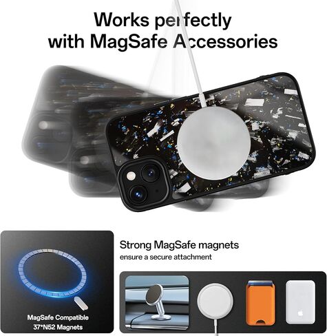 حقيبة ألياف الكربون المزورة الأصلية لأجهزة iPhone 15 ، مغناطيس مدمج ، متوافق مع Magsafe ، حماية إسقاط الصف العسكري ، غلاف الهاتف الصدمة - الذهب/الأزرق اللامع in Kuwait