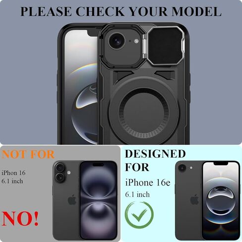 MMHUO for iPhone 16e Case with Adjustable Camera Cover Stand & Screen Protector,[Compatible with MagSafe] [Military Grade Protection] Shockproof Phone Case for iPhone 16e 2025 6.1 inch,Purple in Kuwait