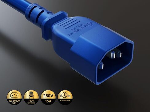 Cableleader 6ft IEC-60320 C14 إلى C15 PDU Server Power Cord 14awg 15a/250v SJT ، Black in Kuwait