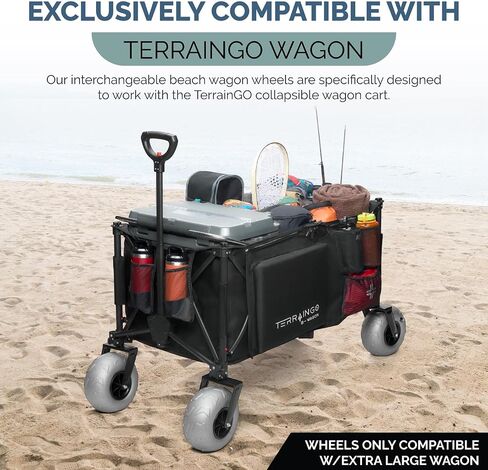 310L Extra/Large Foldable Wagon Cart, 47" 550LB Inlfatable Beach & All-Terrain Wheels, Utility Cart for Garden, Fishing, Groceries, Sports – Built-in Cooler Pouch, Storage Pockets & Cupholders in Saudi Arabia