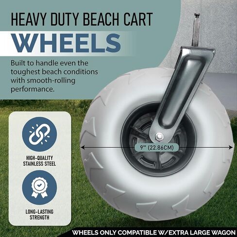 310L Extra/Large Foldable Wagon Cart, 47" 550LB Inlfatable Beach & All-Terrain Wheels, Utility Cart for Garden, Fishing, Groceries, Sports – Built-in Cooler Pouch, Storage Pockets & Cupholders in Saudi Arabia