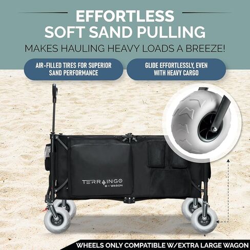 310L Extra/Large Foldable Wagon Cart, 47" 550LB Inlfatable Beach & All-Terrain Wheels, Utility Cart for Garden, Fishing, Groceries, Sports – Built-in Cooler Pouch, Storage Pockets & Cupholders in Saudi Arabia