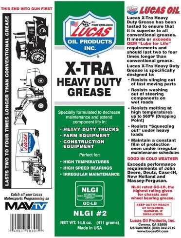 Lucas Oil 10301 X-Tra Heavy Duty Grease - 14.5 oz., sold as (Case of 10) in Kuwait