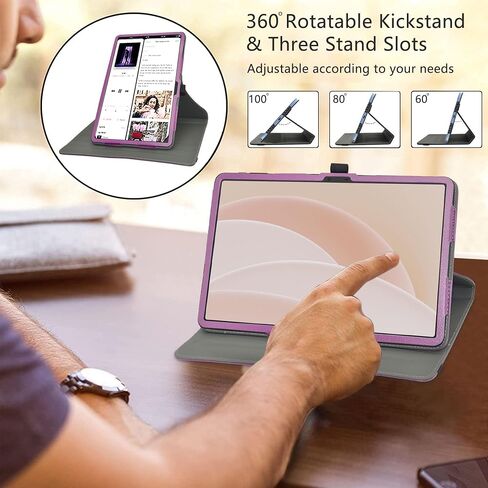 Compatible With DOOGEE T20 Ultra/T40 Pro Case, 360 Degree Rotation Stand PU Cover for 12" Tablet (Not Fit Other Tablet), Purple in Saudi Arabia
