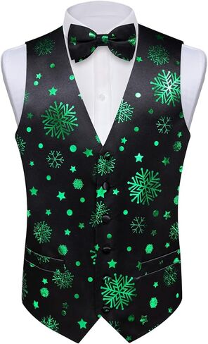 DiBanGu Mens Christmas Suit Vest Festive Xmas Dress Waistcoat and Bowtie Set Vacation Holiday Dress Vest for Tuxedo Party in Kuwait