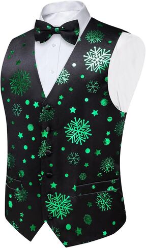 DiBanGu Mens Christmas Suit Vest Festive Xmas Dress Waistcoat and Bowtie Set Vacation Holiday Dress Vest for Tuxedo Party in Kuwait