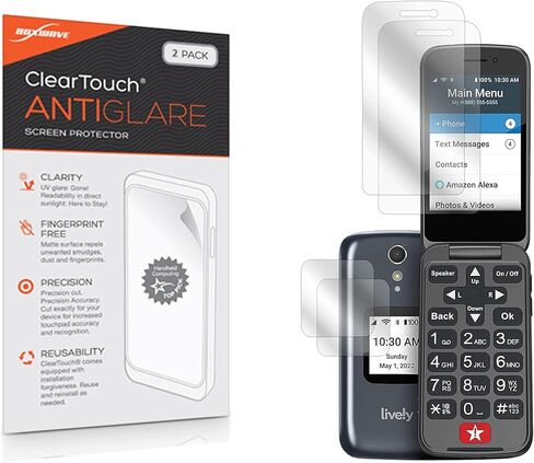 BoxWave Screen Protector for Lively Flip (Screen Protector ClearTouch Anti-Glare (2-Pack), Anti-Fingerprint Matte Film Skin for Lively Flip in Saudi Arabia