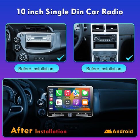 10 بوصة مزدوجة الدين سيارة ستيريو لاسلكي CarPlay Android Auto 2G + 32G شاشة لمس قابلة للفصل Android Car Play Radio Bluetooth AM FM GPS Navigation WiFi Car Audio استقبال 2 Din Head Unit QLED Screen in Kuwait