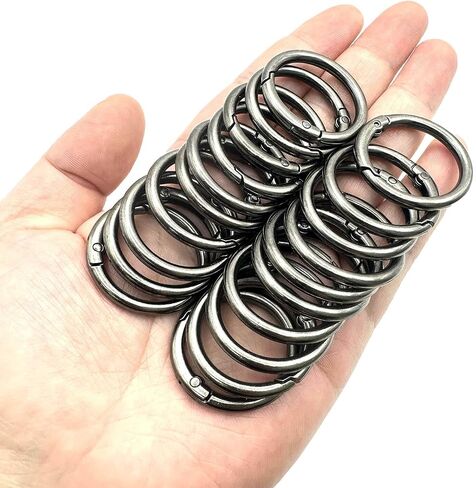 20 Pack 1 Inch Carabiner Clip, Metal Alloy Round Keyring Buckle Clips, Keychain Hook Clip for Key Bag(Silver) in Kuwait
