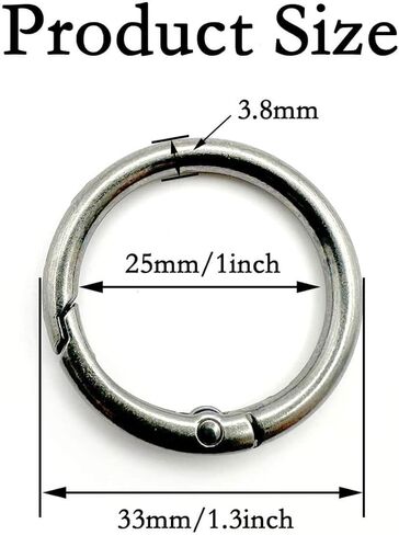 20 Pack 1 Inch Carabiner Clip, Metal Alloy Round Keyring Buckle Clips, Keychain Hook Clip for Key Bag(Silver) in Kuwait