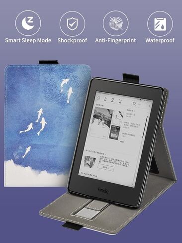 Flip Case for Kindle Paperwhite 12th Generation-2024 7", Hand Strap Feature ，Slim Fit Vertical Multi-Viewing Stand Cover with Auto-Wake/Sleep for Kindle Paperwhite 2024 E-Reader（Fish） in Saudi Arabia