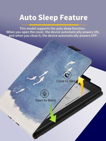 Flip Case for Kindle Paperwhite 12th Generation-2024 7", Hand Strap Feature ，Slim Fit Vertical Multi-Viewing Stand Cover with Auto-Wake/Sleep for Kindle Paperwhite 2024 E-Reader（Fish） in Saudi Arabia