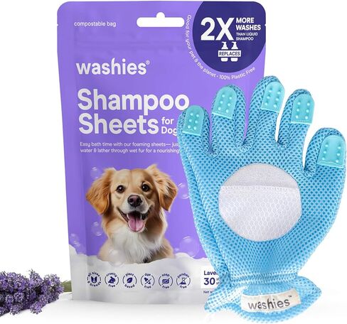 Dog Shampoo Sheets, 2X Washes Than Liquid Dog Bathing Supplies, Water Activated Puppy Shampoo & Dog Bath Supplies, Poodle Shampoo for Dog Bath, Dog Shampoo for Smelly Dogs (Lavender 65ct) in Saudi Arabia