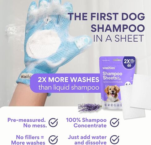 Dog Shampoo Sheets, 2X Washes Than Liquid Dog Bathing Supplies, Water Activated Puppy Shampoo & Dog Bath Supplies, Poodle Shampoo for Dog Bath, Dog Shampoo for Smelly Dogs (Lavender 65ct) in Saudi Arabia