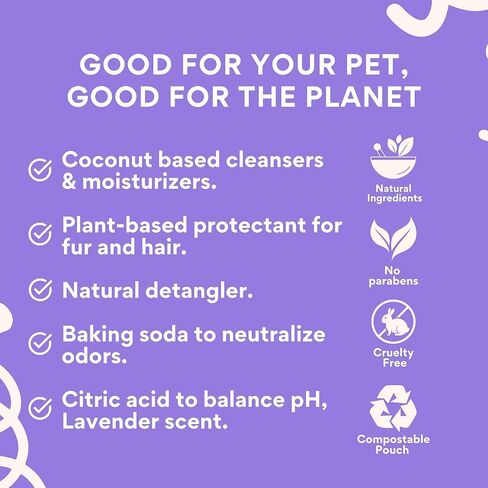 Dog Shampoo Sheets, 2X Washes Than Liquid Dog Bathing Supplies, Water Activated Puppy Shampoo & Dog Bath Supplies, Poodle Shampoo for Dog Bath, Dog Shampoo for Smelly Dogs (Lavender 65ct) in Saudi Arabia