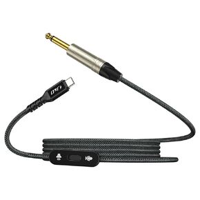 J&D USB C إلى 6.35 مم كابل ، 2 في 1 سلك صوتي ، دعم تسجيل الصوت وتشغيله ، كابل الصوت TS مع زر التبديل ، متوافق مع iPhone 16/15 سلسلة Galaxy S25 سلسلة ، أسود ، 6.6 قدم