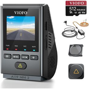 【Bundle: A119 Mini 2+CPL+512GB Card+Remote+HK4】 VIOFO Dash Cam A119 Mini 2, STARVIS 2 Sensor, 2K 60fps/HDR 30fps Voice Control Car Dash Camera with 5GHz Wi-Fi GPS, Night Vision 2.0, 24H Parking Mode