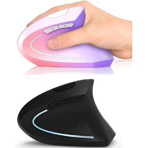 Lekvey Ergonomic Mouse Black + Mouse Mouse Pink to Purple