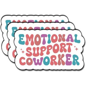 (3pcs) Emotional Support Coworker Stickers Coworker Cute Rainbow Stickers Funny Emotional Support Decals Water Assitant Stickers for Laptop Guitar Water Bottles Hard Hat Gifts for Boys Girls 3"x2"