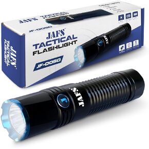 Lumens High Flughlists Tactical Tactical مع بطارية قابلة لإعادة الشحن ، ومصباح يدوي LED ساطع مملوء بالماء مع 5 أوضاع للطوارئ ، والتخييم ، والمشي لمسافات طويلة