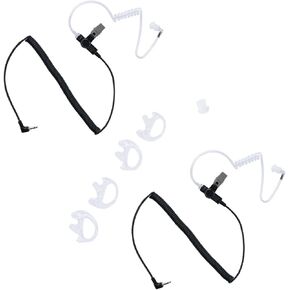 Earpiece for Law Enforcement 3.5 mm 1 pin Listen Only Surveillance Headset for Two-Way Radios Transceivers and Radio Speaker Mics Jacks 2 Pack with Acoustic Tube 2 Pair Medium Earmolds