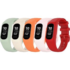 Replacement Watch Bands Compatible with Garmin Vivosmart 5, Soft Silicone Bands Adjustable Wristband Quick Release Band Sport Strap for Vivosmart 5 Fitness Tracker Women&Men (Large, Red/Pink/Orange/LightGreen/Apricot)