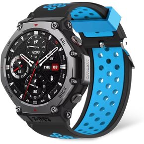 Silicone Bands Compatible with Amazfit T-Rex 3，Soft Silicone Breathable Strap Sport Band for Men Women-Blue