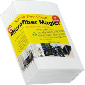 Microfiber Magic Streak Free Cleaning Cloth 6 Pack Clean Any Surface With Just Water Eco Friendly Environmentally Safe Perfect for Window, Mirror, Kitchen, Counters, Appliances, Car, Cycle, TV Screen