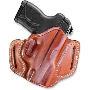 Premium The Ultimate Leather OWB Pancake Holster Open Top, fits Rugerr LCP MAX Micro Compact 380 Caliber 2.80'' Barrel, Right Hand Draw, Brown Color #1622#