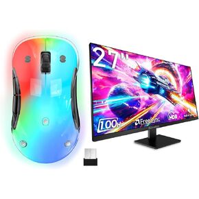 Memzuoix LED الماوس اللاسلكي القابل لإعادة الشحن وشاشة الكمبيوتر 27 بوصة 100 هرتز 1920 × 1080p مع HDMI